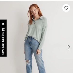 NWT Madewell Dreamiest Knit Long-Sleeve Henley Polo